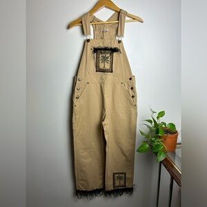 Cherokee Cottage English Country Khaki Fringe Patch Plamer tapestry  Overall S